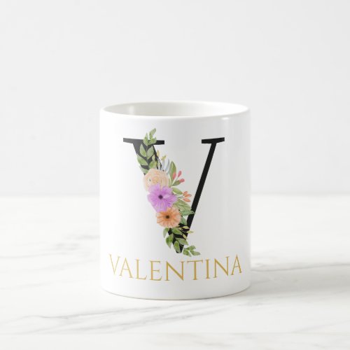 Watercolor Floral Monogram Coffee Mug