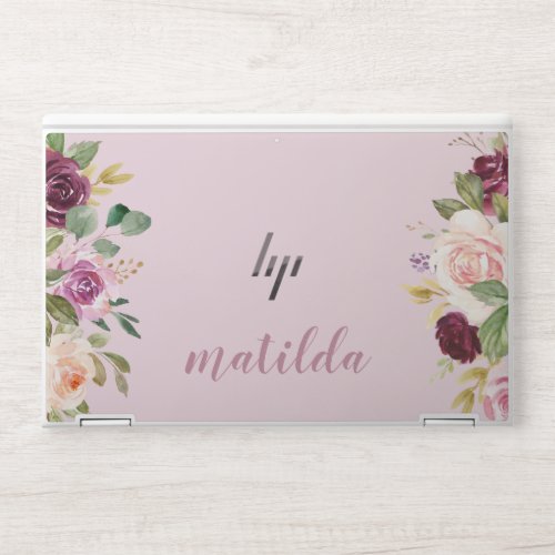 Watercolor floral monograminitial personalised HP laptop skin