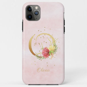 Watercolor Floral Monogram Name Initial O Letter iPhone 11 Pro Max Case
