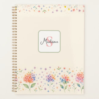 Watercolor Floral Monogram — Pastel Blossoms Planner