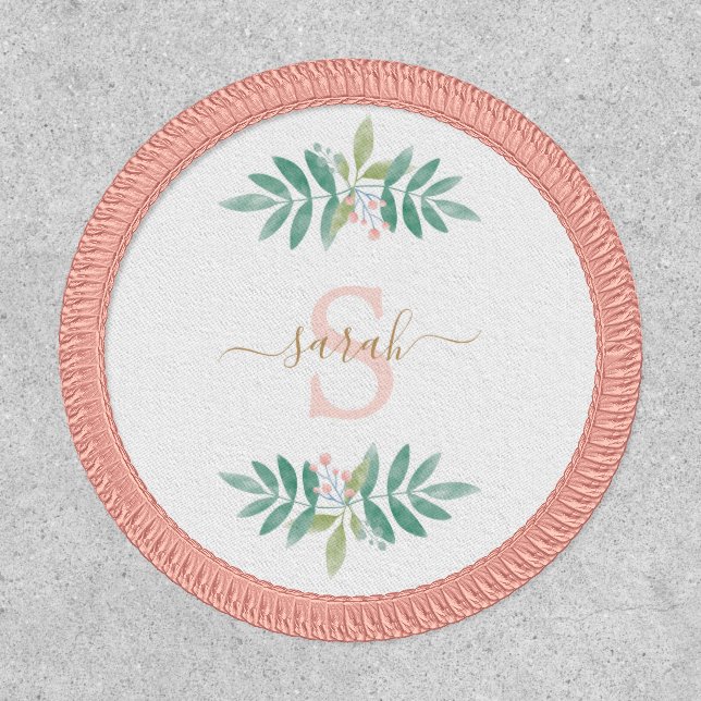 Watercolor Floral Monogram Patch (Front)