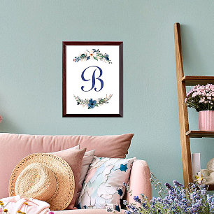 Watercolor floral Monogram Plaque
