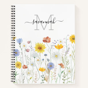 Watercolor Floral Monogram Sketchbook Notebook