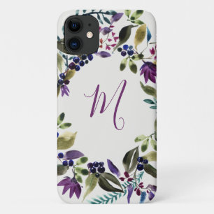 Watercolor Floral Monogram Wreath iPhone 11 Case