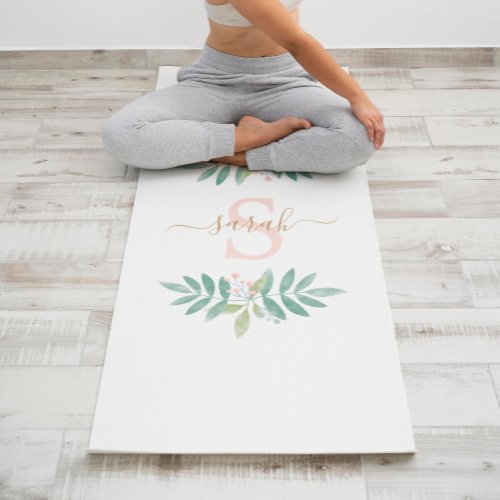 Watercolor Floral Monogram Yoga Mat