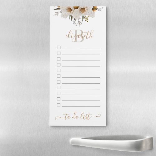 Watercolor Floral Monogrammed Magnetic Notepad