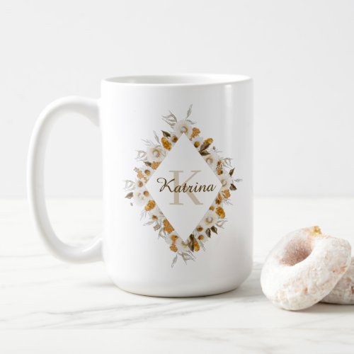 Watercolor Floral Monogrammed Mug