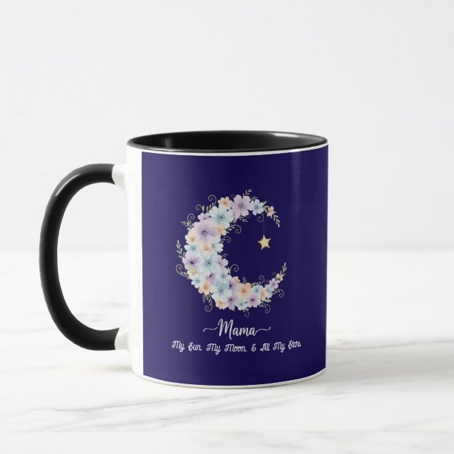 Watercolor Floral Moon Mama Mug (Left)