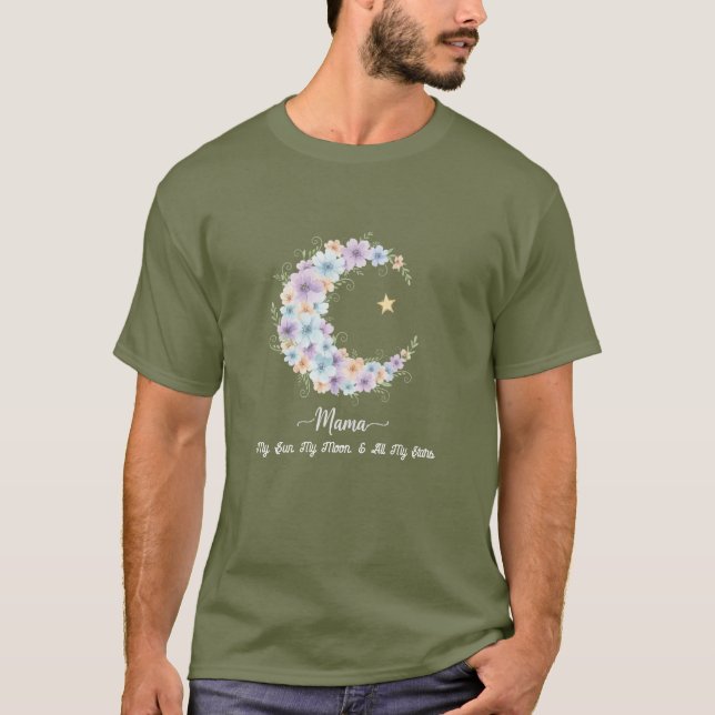 Watercolor Floral Moon Mama T-Shirt (Front)