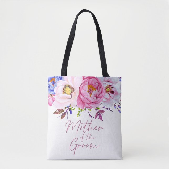 Watercolor Floral Mother of the Groom Tote Bag (Front)