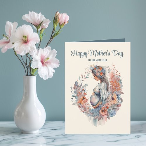 Watercolor Floral Motherâs Day Card for Mom to Be 