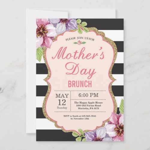 Watercolor Floral Mothers Day Brunch Invitation