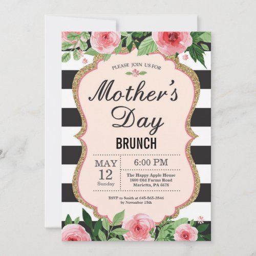 Watercolor Floral Mothers Day Brunch Invitation