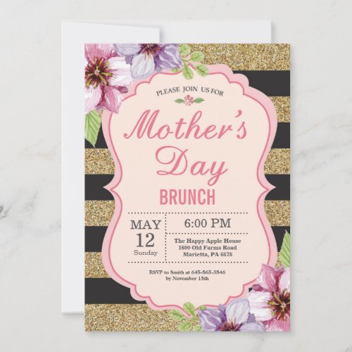 Watercolor Floral Mothers Day Brunch Invitation