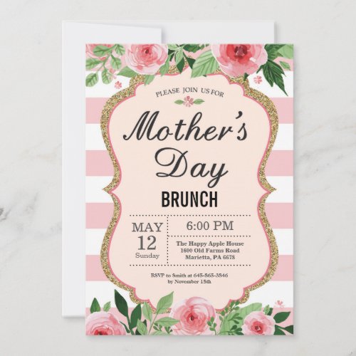 Watercolor Floral Mothers Day Brunch Invitation