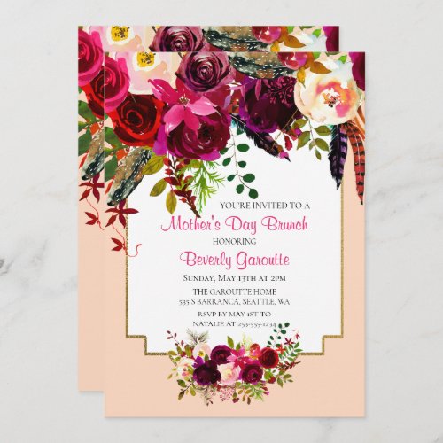 Watercolor Floral Mothers Day Brunch Invitation