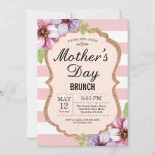 Watercolor Floral Mothers Day Brunch Invitation