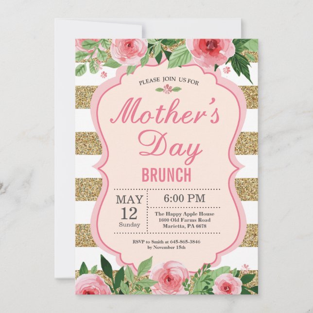 Watercolor Floral Mothers Day Brunch Invitation (Front)