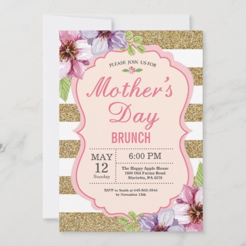 Watercolor Floral Mothers Day Brunch Invitation