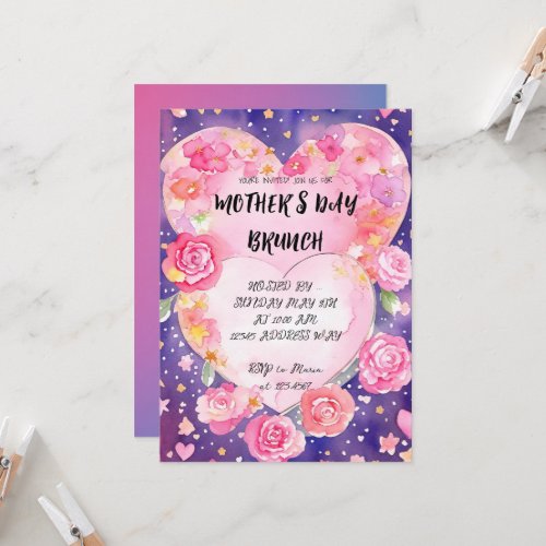 Watercolor Floral Mothers Day Brunch Invitation