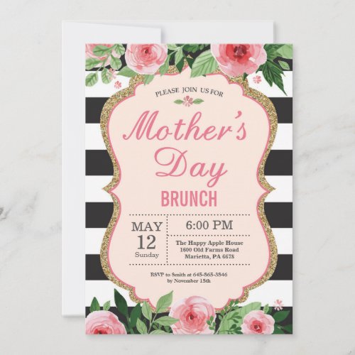 Watercolor Floral Mothers Day Brunch Invitation