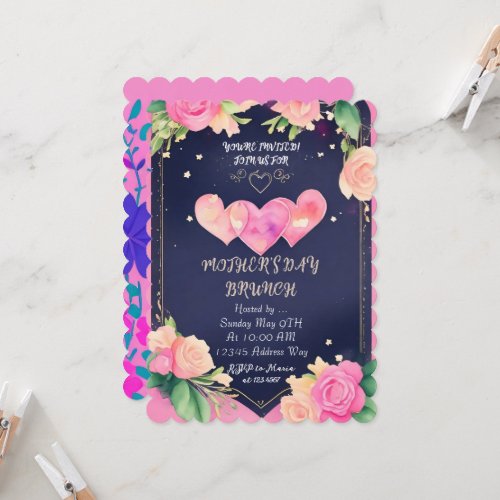 Watercolor Floral Mothers Day Brunch Invitation