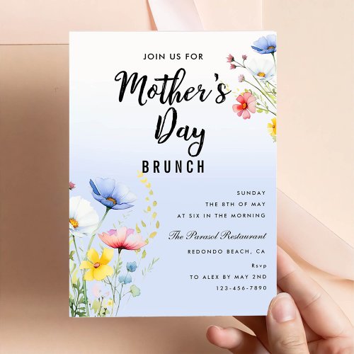 Watercolor Floral Mothers Day Brunch Party Invitation