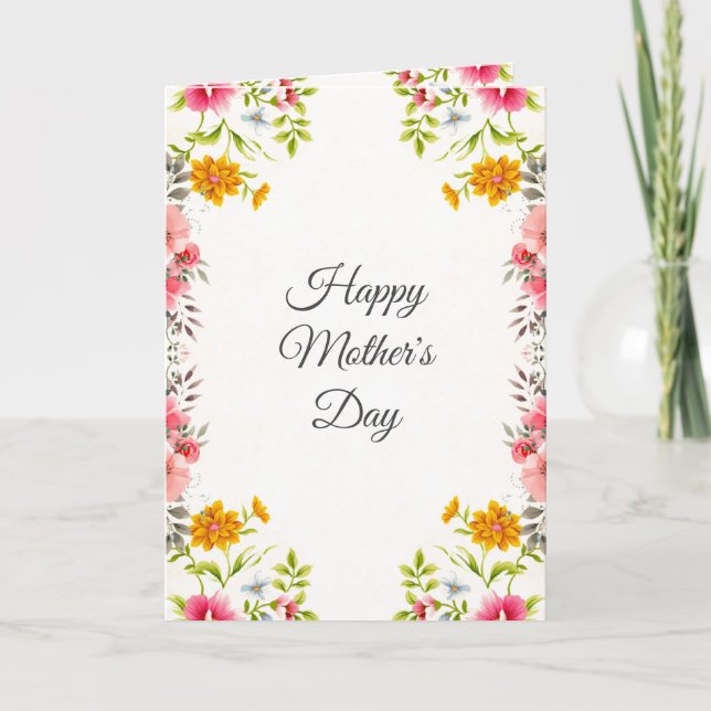 Watercolor Floral Mother's Day Holiday Greeting Card (Front)