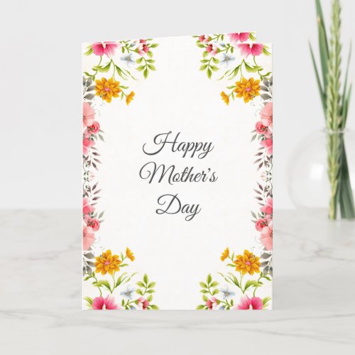 Watercolor Floral Mothers Day Holiday Greeting Card