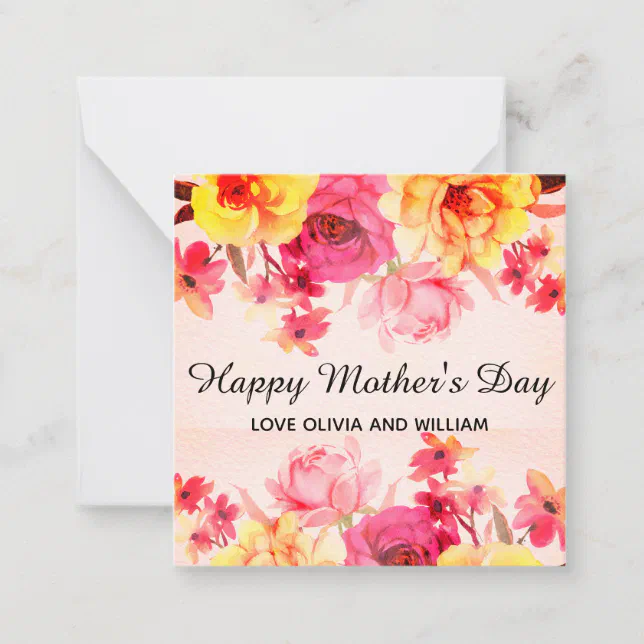 Watercolor Floral Mother's Day Note Card | Zazzle
