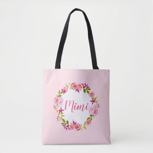 Watercolor Floral Mothers Day Photo Gift for Mimi Tote Bag