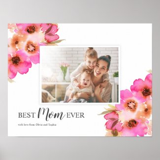 Watercolor Floral Mothers Day Photo Poster