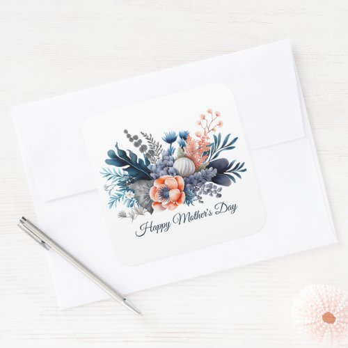 Watercolor Floral Mothers Day  Square Sticker