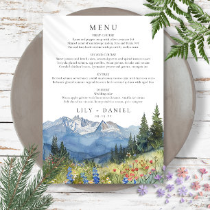 Watercolor Floral Mountain Wildflower Wedding Menu