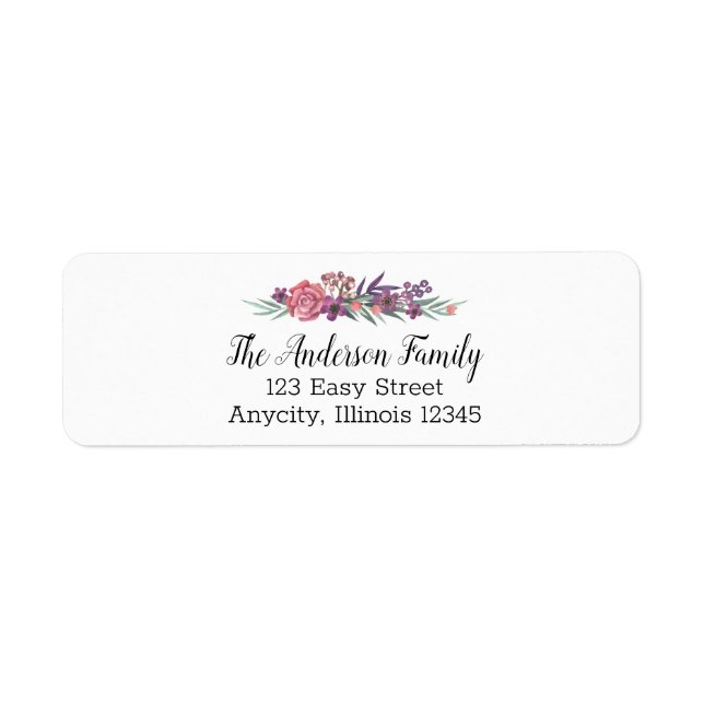 Watercolor Floral Moving Announcement Address Label (Front)