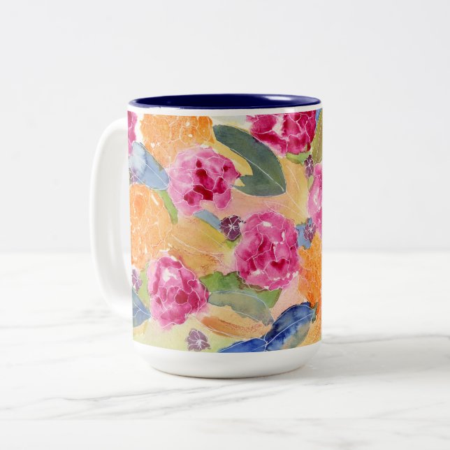 Watercolor floral mug (Front Left)