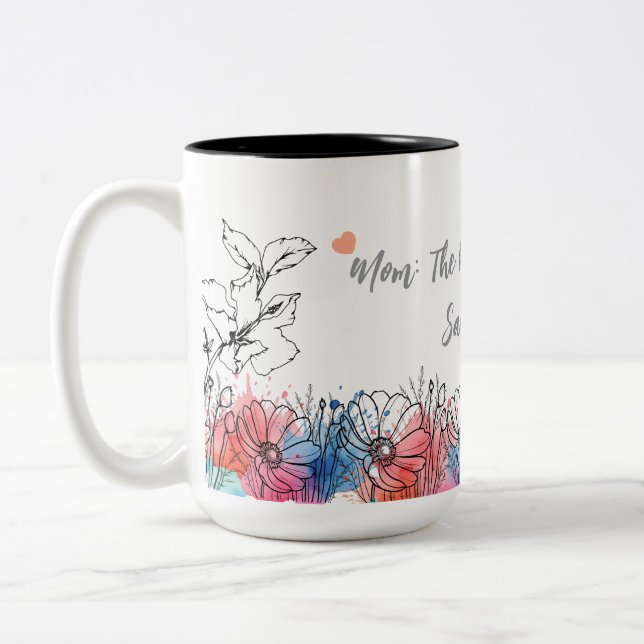Watercolor Floral Mug for Mom with Quote (Left)