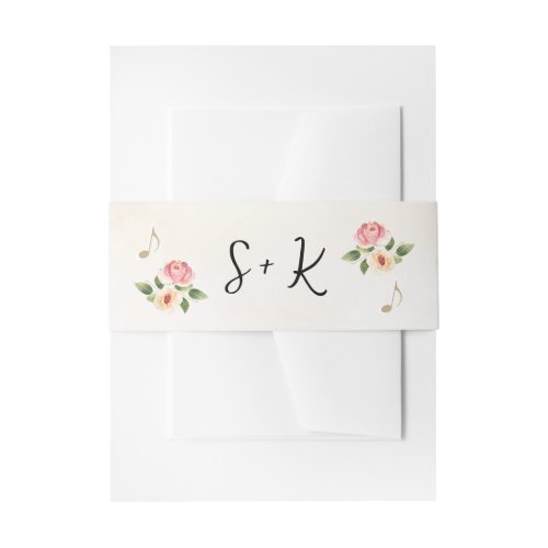 Watercolor Floral Music Note Invitation Belly Band