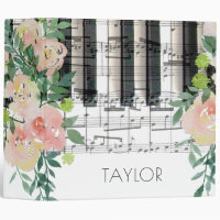 watercolor floral music piano keyboard notes binder