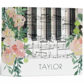 watercolor floral music piano keyboard notes binder