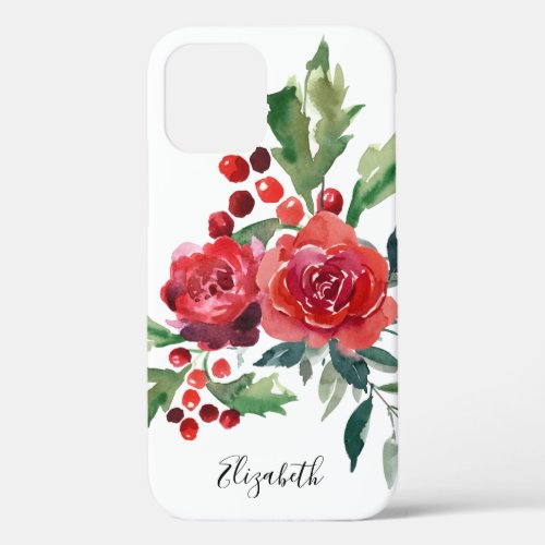 Watercolor floral name iPhone 12 case