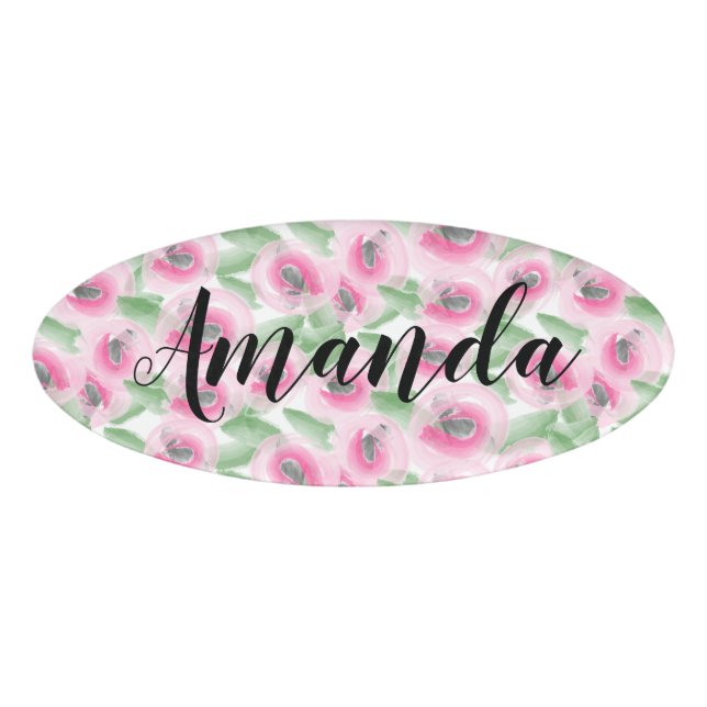 Watercolor Floral Name Tag (Front)