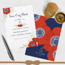 Watercolor Floral Nautical Navy Anchor Wedding Save The Date