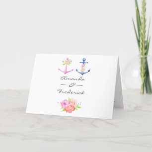 Watercolor Floral Nautical Wedding Program