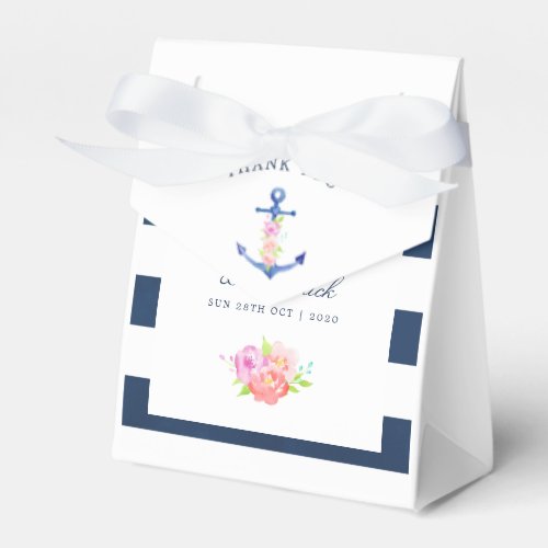 Watercolor Floral Nautical Wedding Thank You Favor Boxes