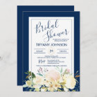 Watercolor Floral Navy Blue Bridal Shower