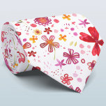 Watercolor Floral Neck Tie<br><div class="desc">Hand painted watercolor floral design in rich red, pink and yellow on a white background. Original art by Nic Squirrell.</div>