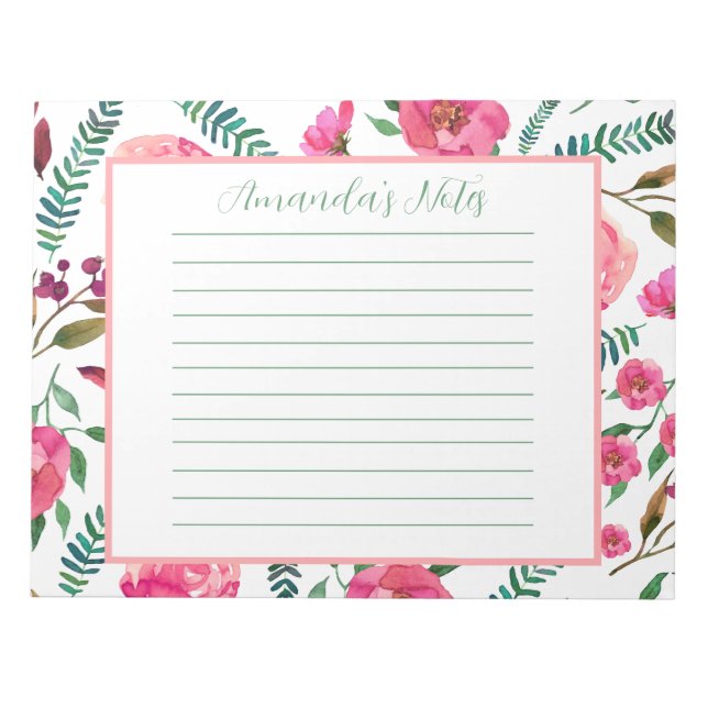 Watercolor Floral  Notepad (Front)