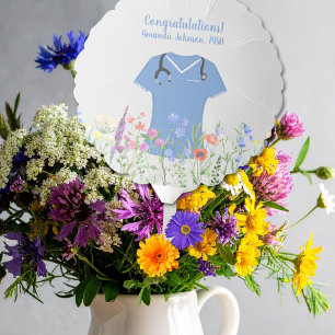 Watercolor Floral Nurse Graduation Balloon