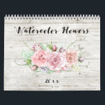 Watercolor Floral on Rustic Wood Calendar<br><div class="desc">Beautiful floral collection featuring bouquets and sprays of pastel hand drawn style watercolor flowers. Each calendar month page displays a different mix of foliage and flowers including roses,  hydrangeas,  hyacinths,  anemones and poinsettias on a rustic white wood background with coordinating custom grid pages.</div>